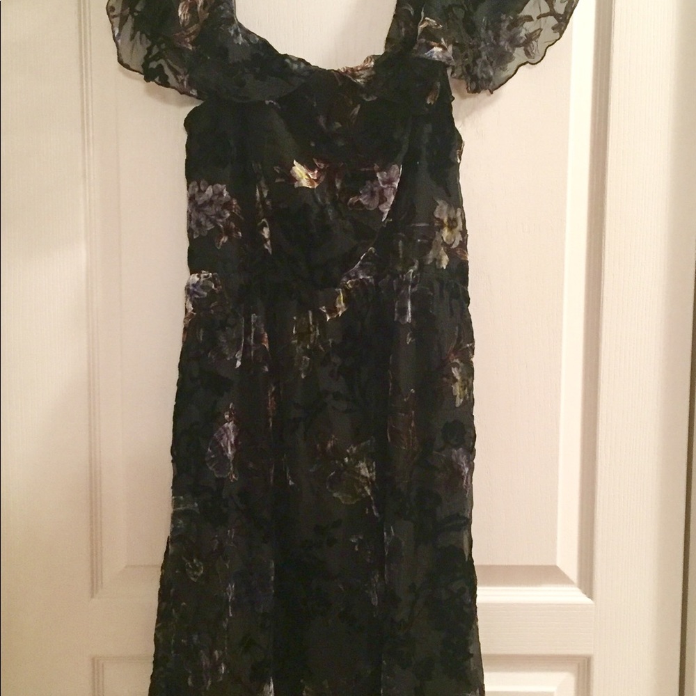 ABS Dark Floral Velvet Whimsy Goth Dress - Picture 6 of 11